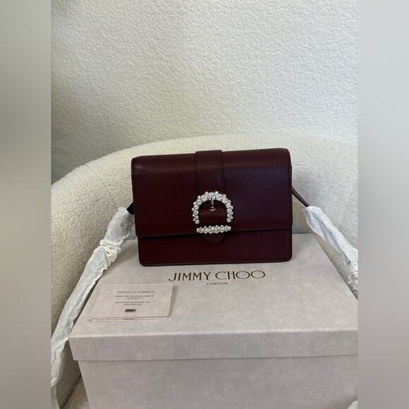 Jimmy Choo Cheri Burgundy Clutch with Crystal Buckle - Picture 1 of 7